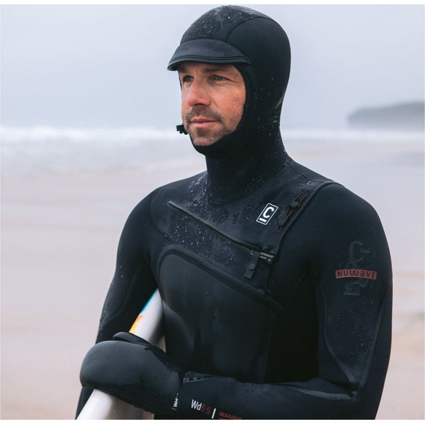 2025 C-Skins Mens NuWave Wired+ 6/5mm Chest Zip Hooded Wetsuit C-NWI65MH - Black / Black x / Rust